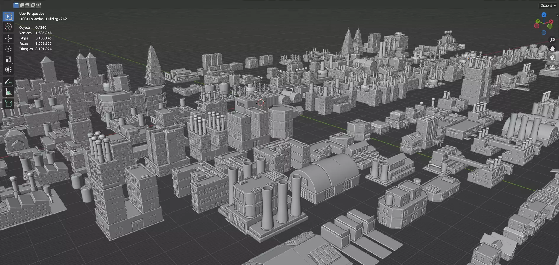 Low Poly City Buildings Pack Of 280 - Game Ready - Untextured Low-poly 3D model_80