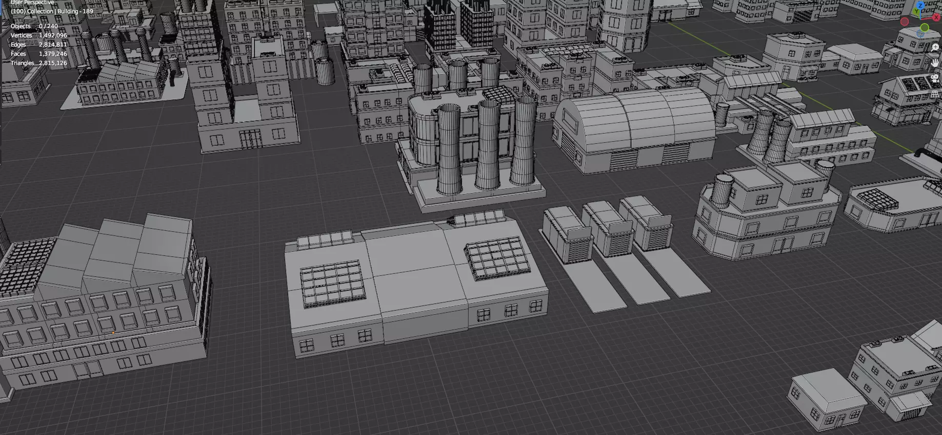 Low Poly City Buildings Pack Of 280 - Game Ready - Untextured Low-poly 3D model_38