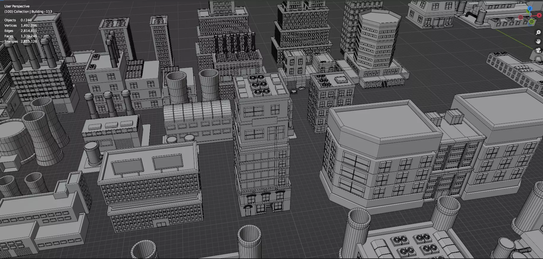 Low Poly City Buildings Pack Of 280 - Game Ready - Untextured Low-poly 3D model_29