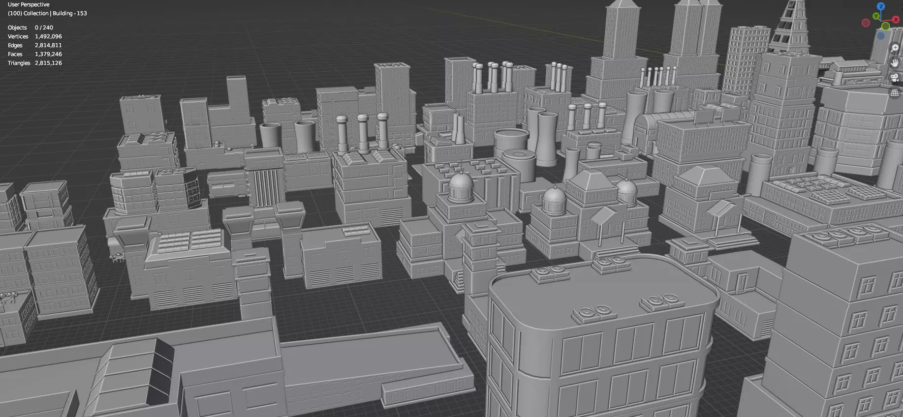 Low Poly City Buildings Pack Of 280 - Game Ready - Untextured Low-poly 3D model_121