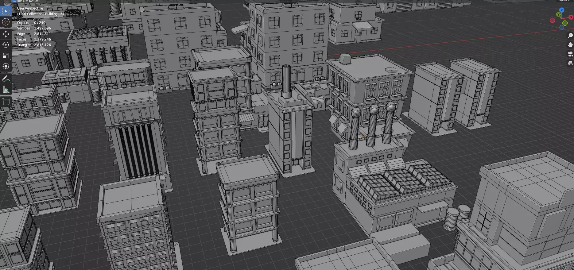 Low Poly City Buildings Pack Of 280 - Game Ready - Untextured Low-poly 3D model_44