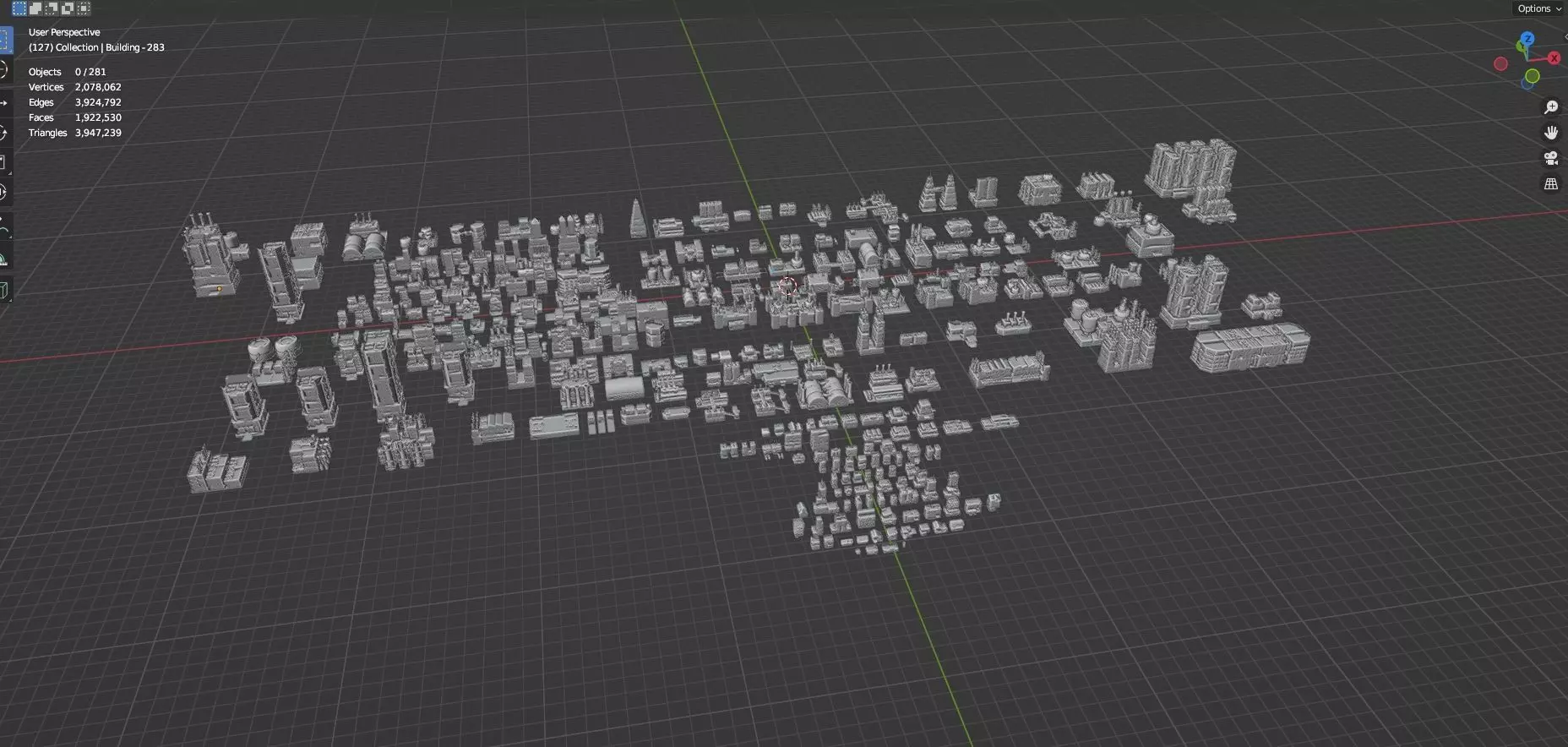Low Poly City Buildings Pack Of 280 - Game Ready - Untextured Low-poly 3D model_125