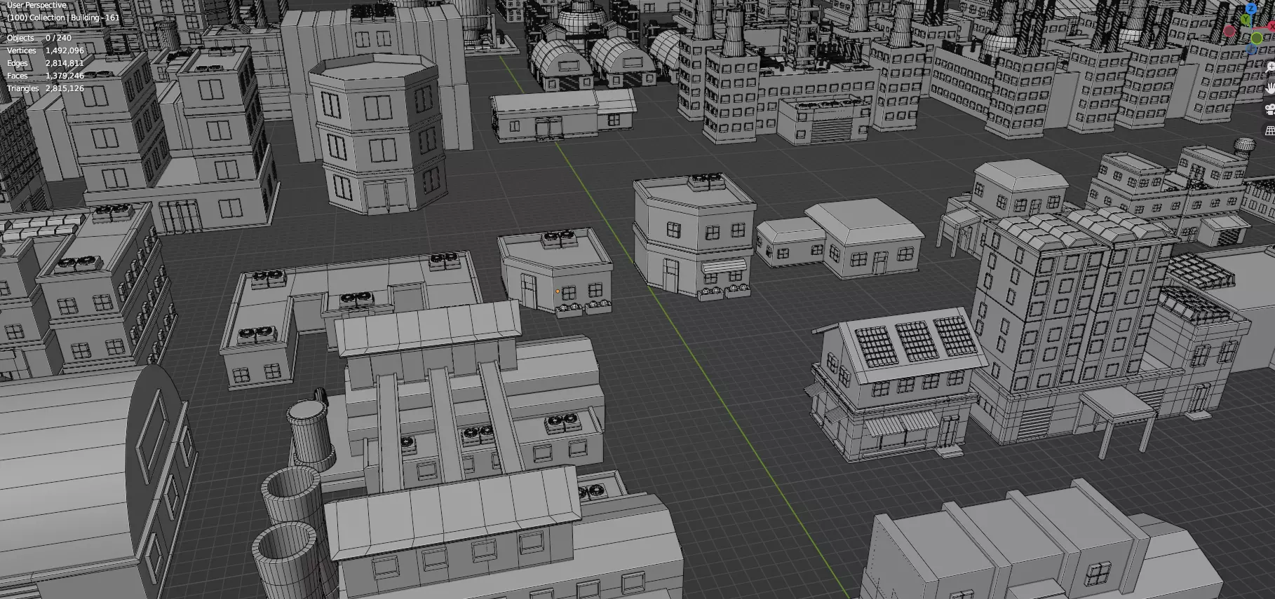 Low Poly City Buildings Pack Of 280 - Game Ready - Untextured Low-poly 3D model_36