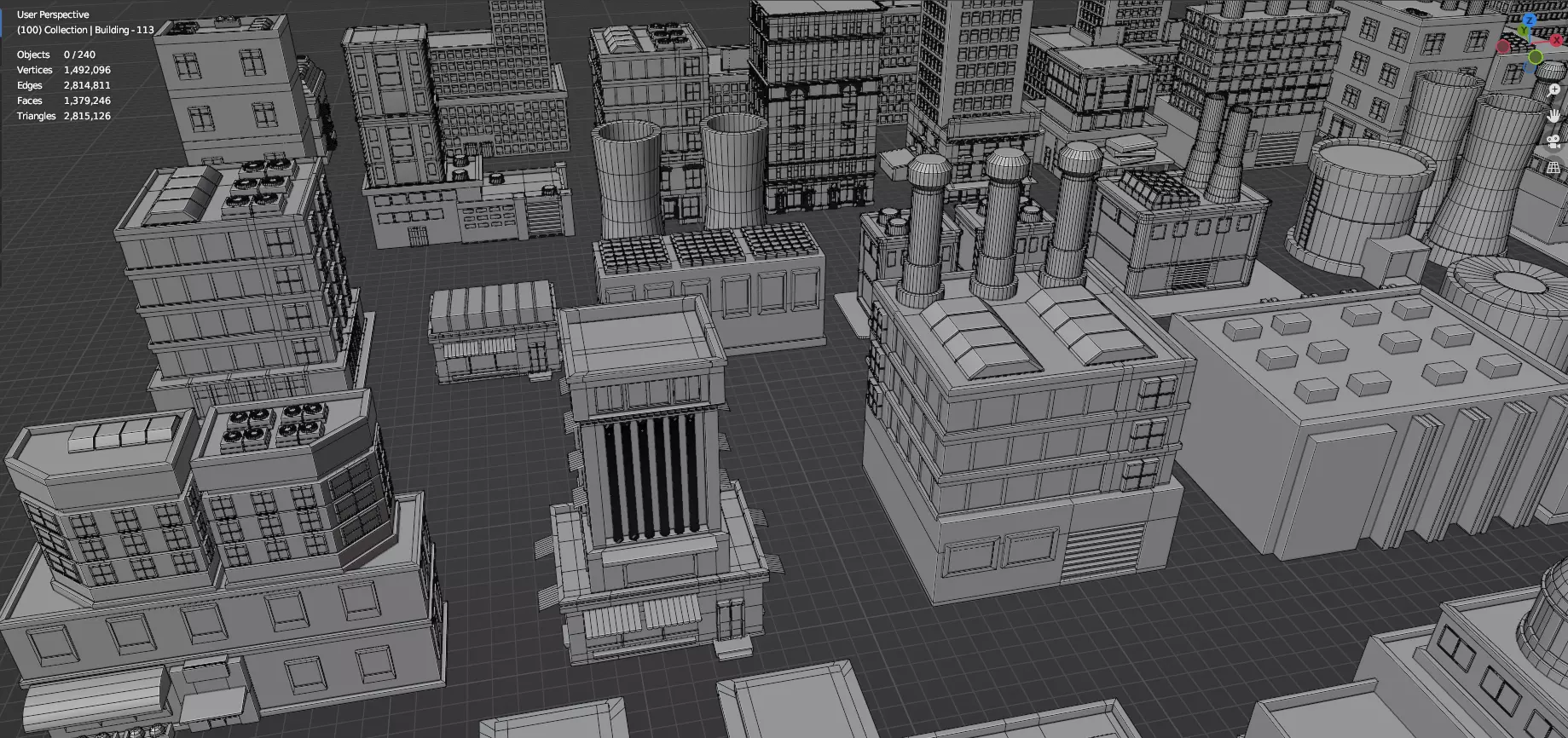 Low Poly City Buildings Pack Of 280 - Game Ready - Untextured Low-poly 3D model_30