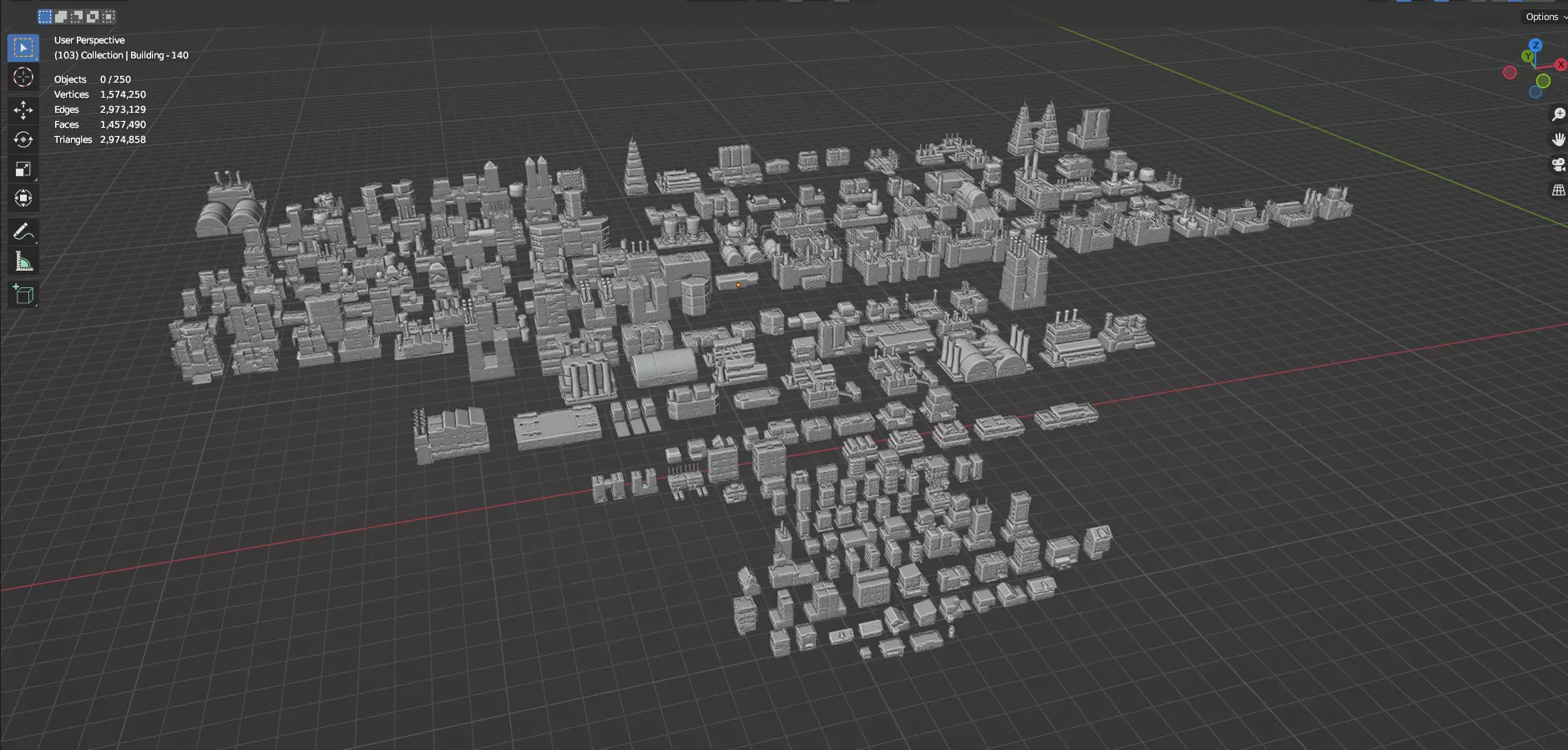 Low Poly City Buildings Pack Of 280 - Game Ready - Untextured Low-poly 3D model_116