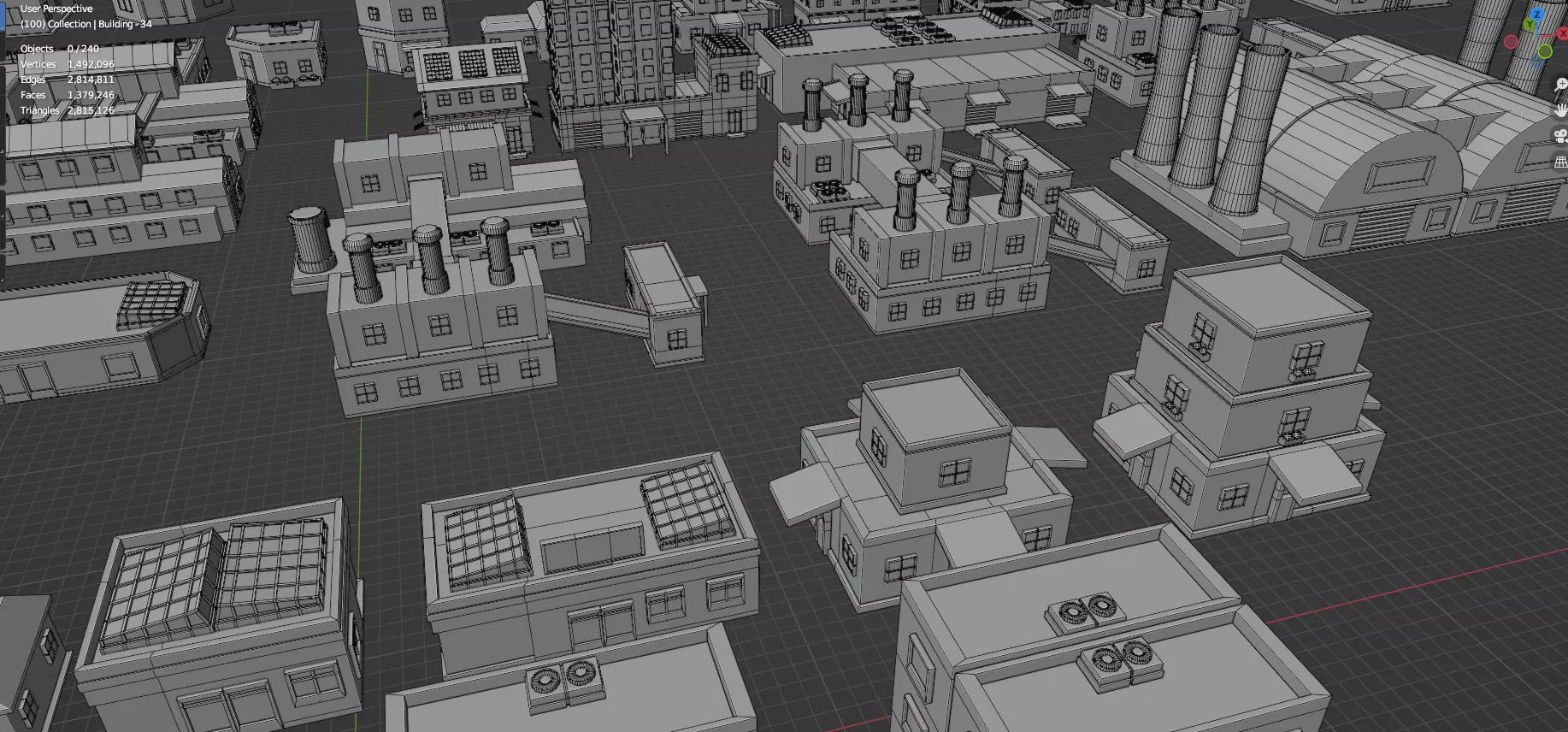 Low Poly City Buildings Pack Of 280 - Game Ready - Untextured Low-poly 3D model_39