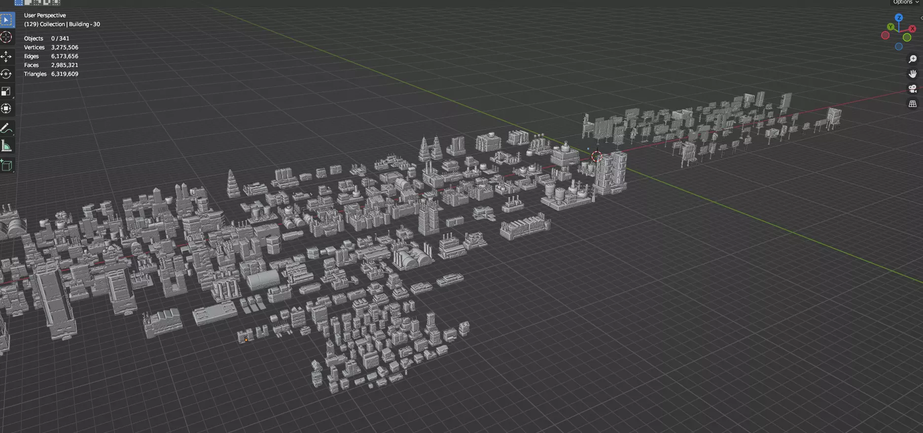 Low Poly City Buildings Pack Of 280 - Game Ready - Untextured Low-poly 3D model_59