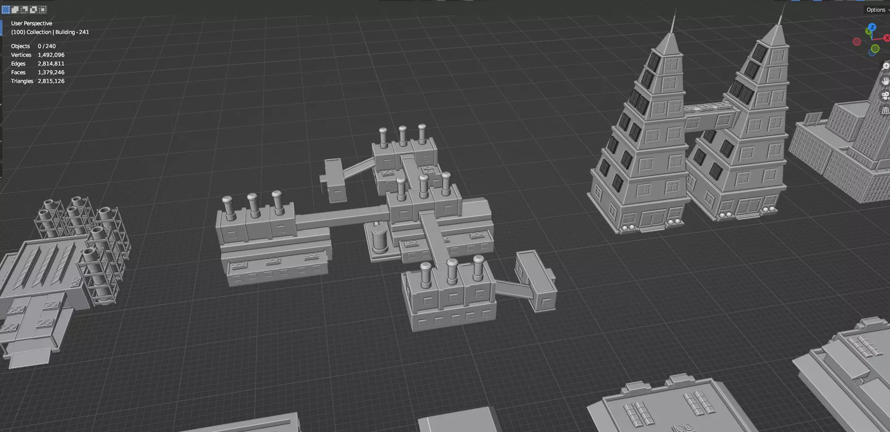 Low Poly City Buildings Pack Of 280 - Game Ready - Untextured Low-poly 3D model_100