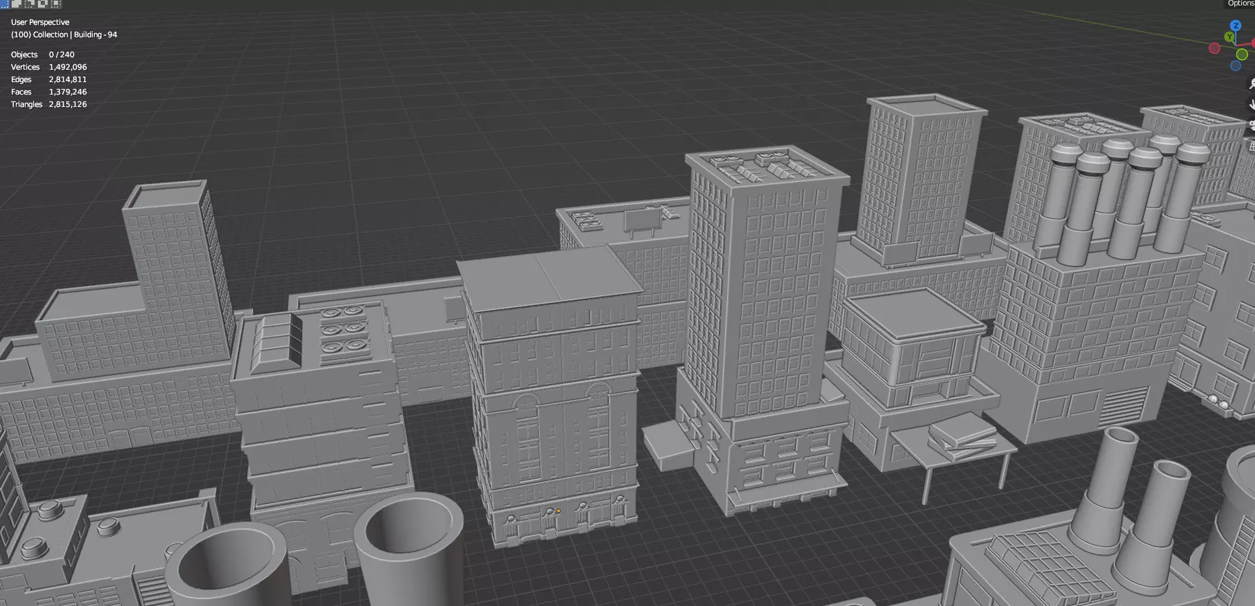 Low Poly City Buildings Pack Of 280 - Game Ready - Untextured Low-poly 3D model_96