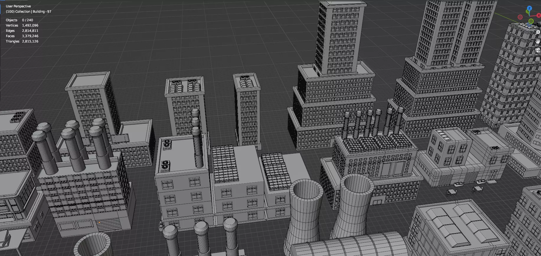 Low Poly City Buildings Pack Of 280 - Game Ready - Untextured Low-poly 3D model_27