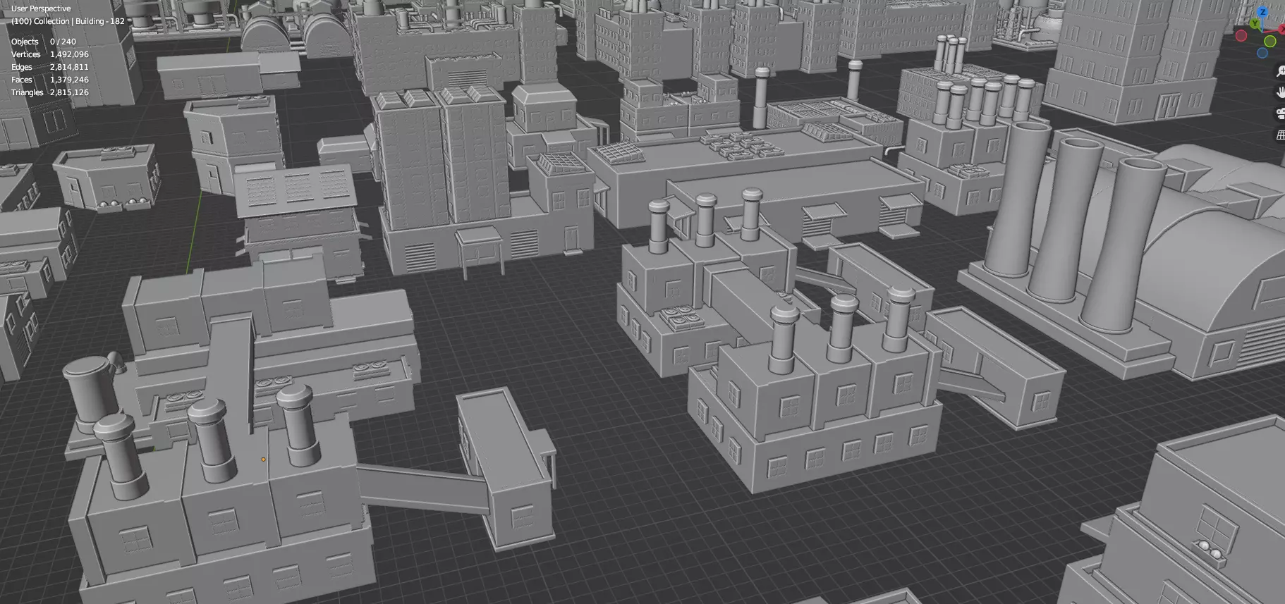 Low Poly City Buildings Pack Of 280 - Game Ready - Untextured Low-poly 3D model_87