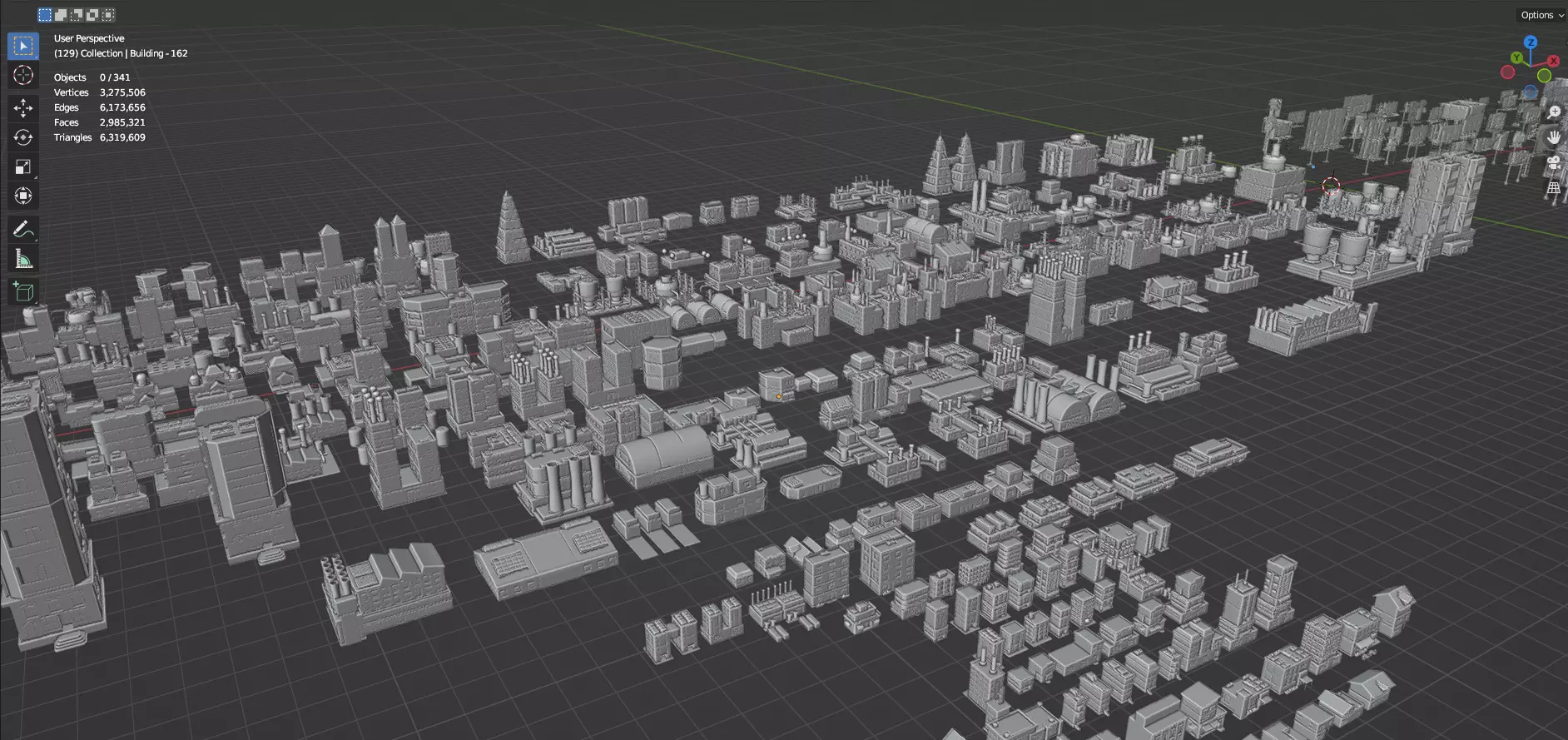 Low Poly City Buildings Pack Of 280 - Game Ready - Untextured Low-poly 3D model_66
