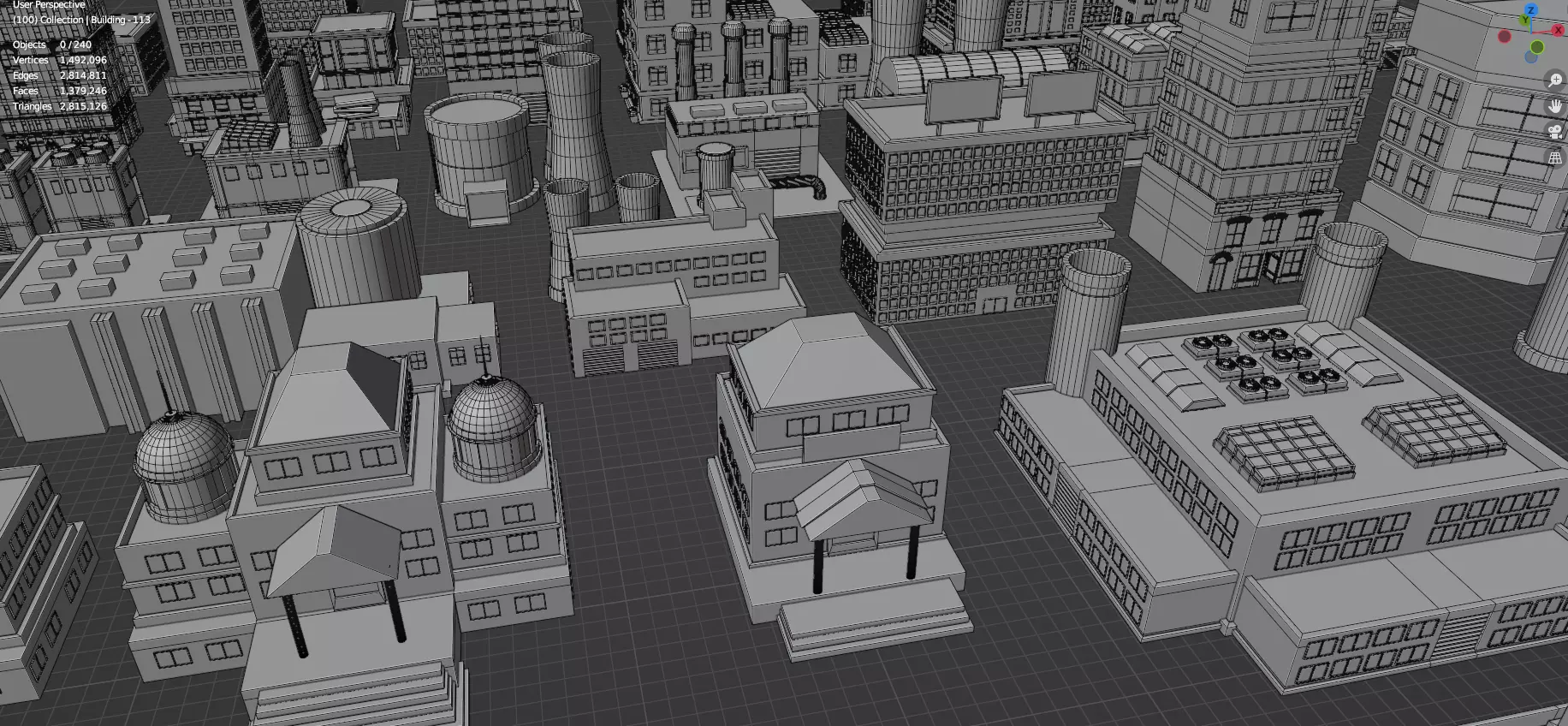 Low Poly City Buildings Pack Of 280 - Game Ready - Untextured Low-poly 3D model_31
