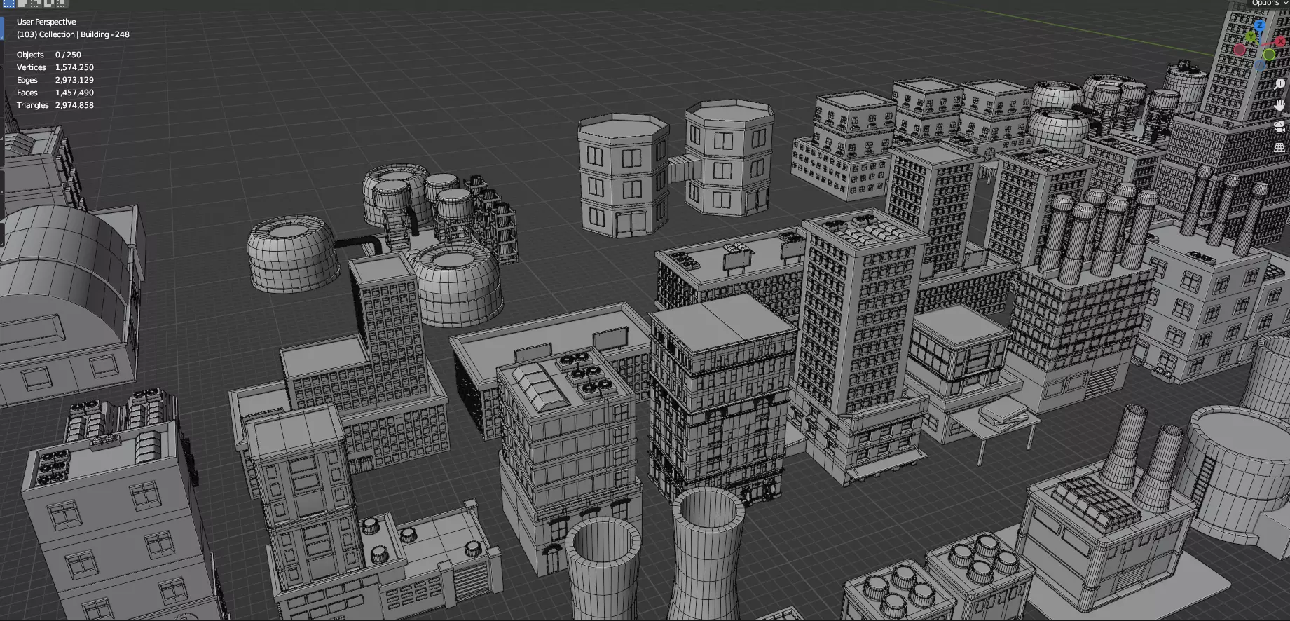Low Poly City Buildings Pack Of 280 - Game Ready - Untextured Low-poly 3D model_52