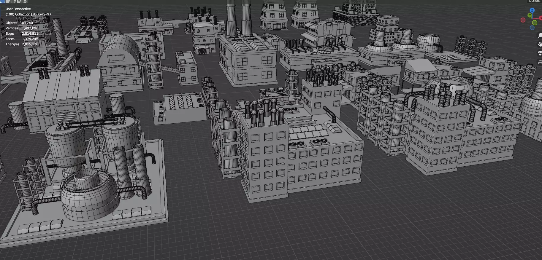 Low Poly City Buildings Pack Of 280 - Game Ready - Untextured Low-poly 3D model_17