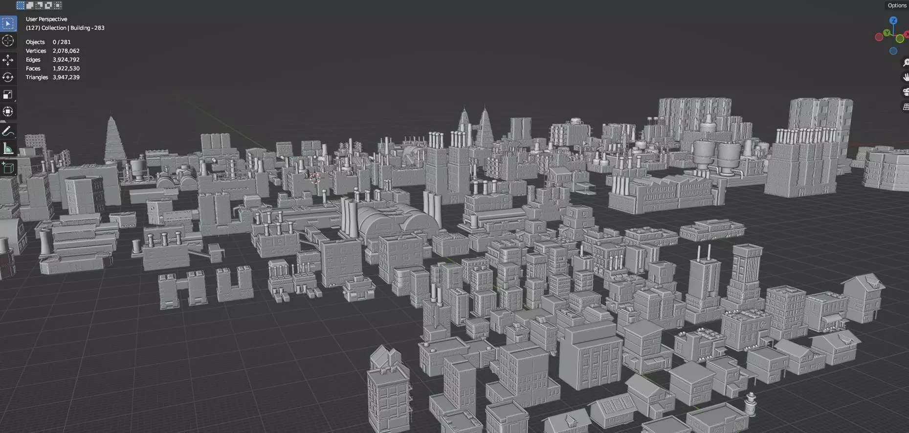 Low Poly City Buildings Pack Of 280 - Game Ready - Untextured Low-poly 3D model_75