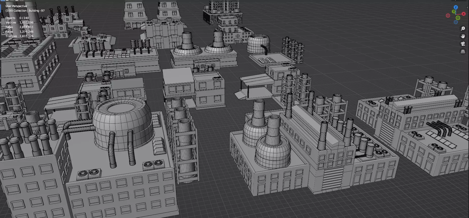 Low Poly City Buildings Pack Of 280 - Game Ready - Untextured Low-poly 3D model_19