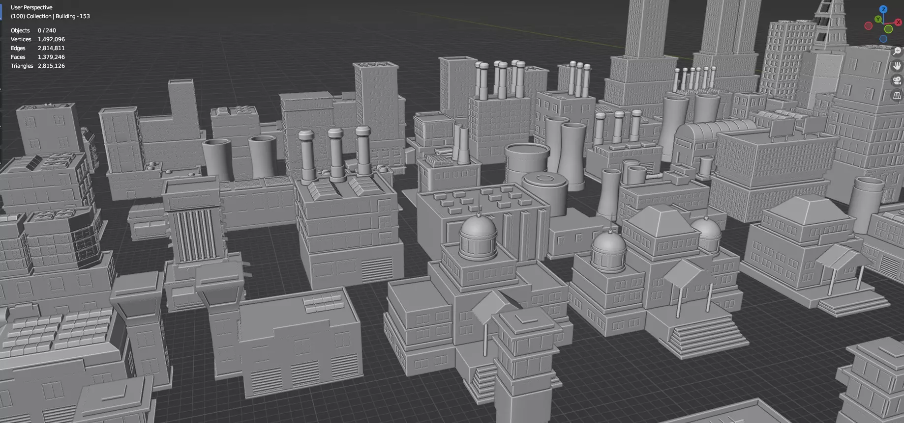 Low Poly City Buildings Pack Of 280 - Game Ready - Untextured Low-poly 3D model_102