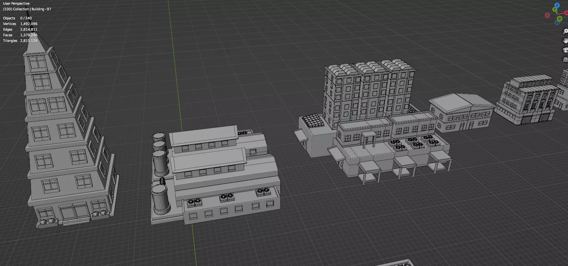 Low Poly City Buildings Pack Of 280 - Game Ready - Untextured Low-poly 3D model_26