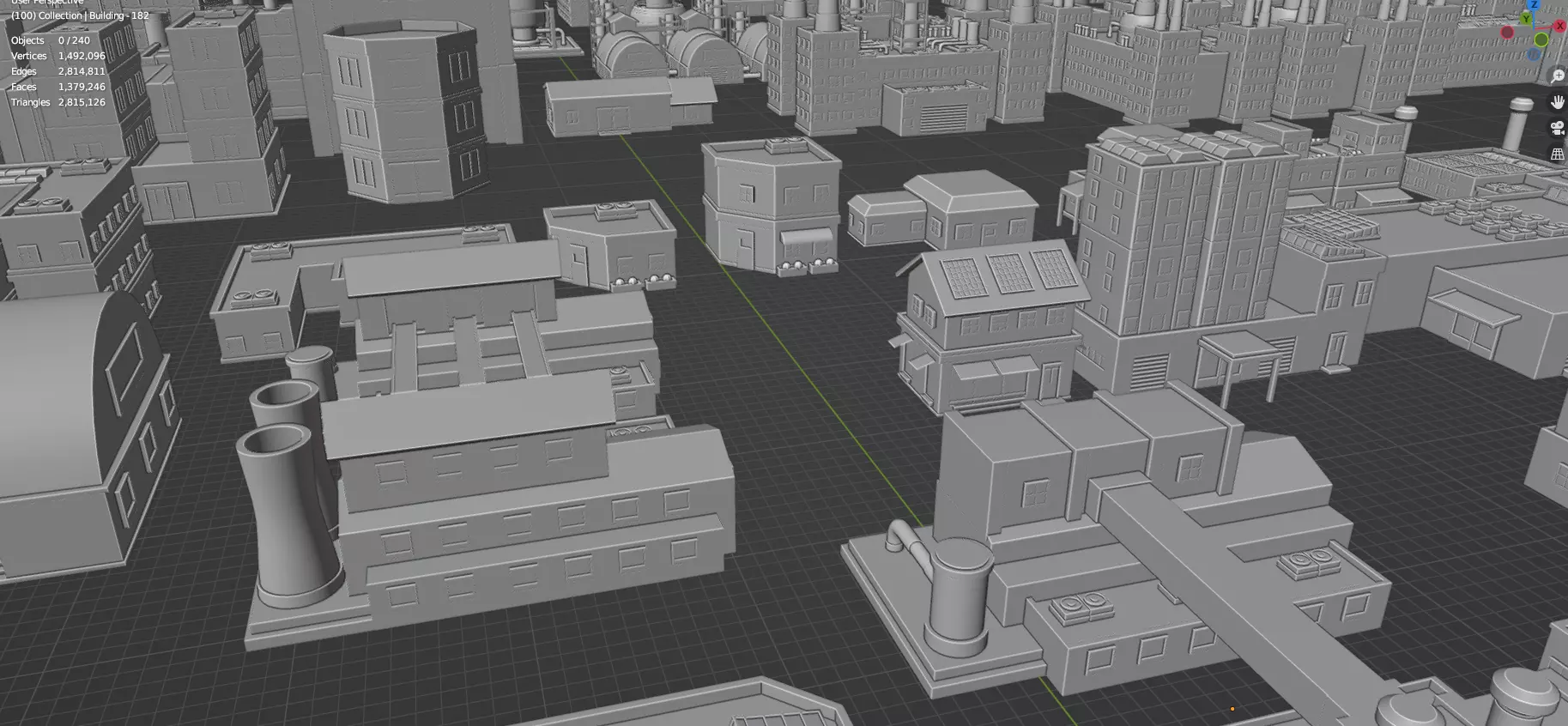 Low Poly City Buildings Pack Of 280 - Game Ready - Untextured Low-poly 3D model_112