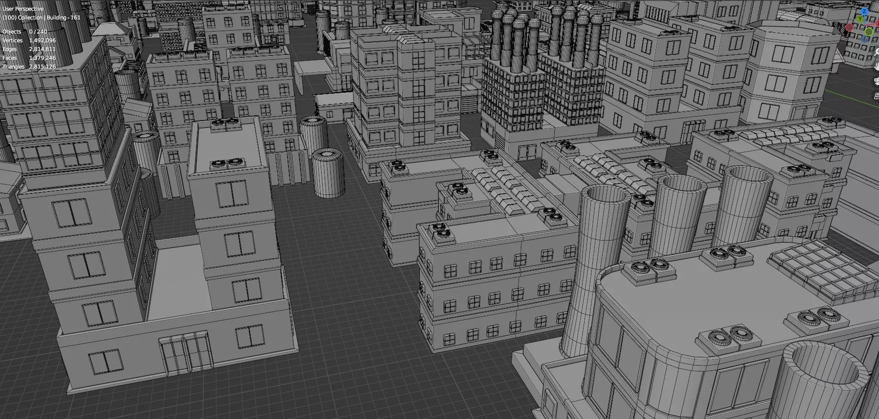 Low Poly City Buildings Pack Of 280 - Game Ready - Untextured Low-poly 3D model_35
