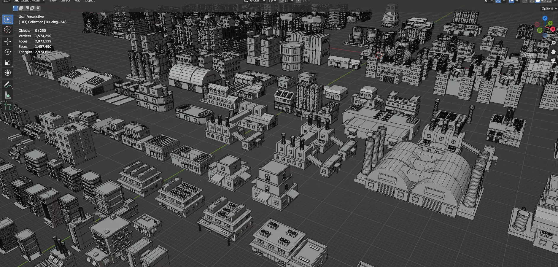 Low Poly City Buildings Pack Of 280 - Game Ready - Untextured Low-poly 3D model_57