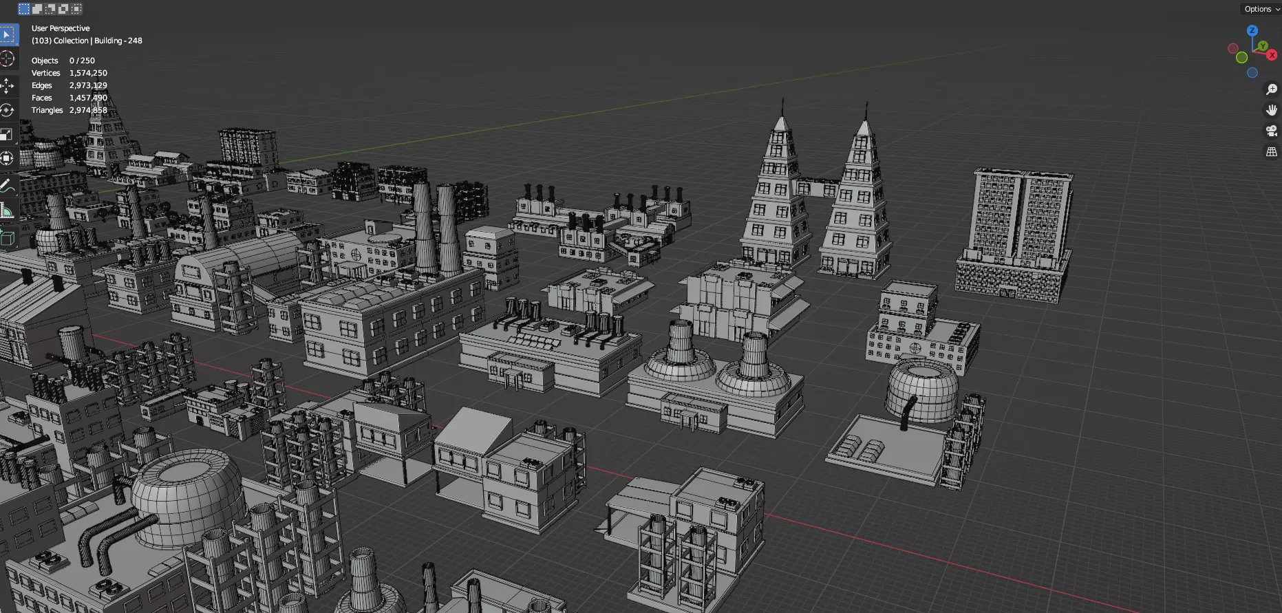 Low Poly City Buildings Pack Of 280 - Game Ready - Untextured Low-poly 3D model_54