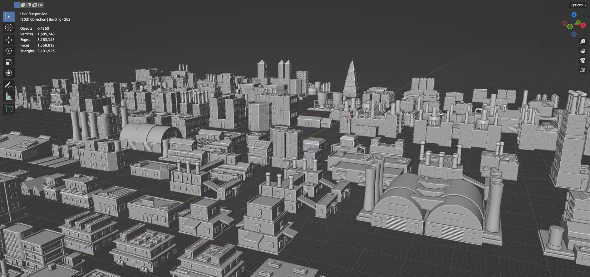 Low Poly City Buildings Pack Of 280 - Game Ready - Untextured Low-poly 3D model_82