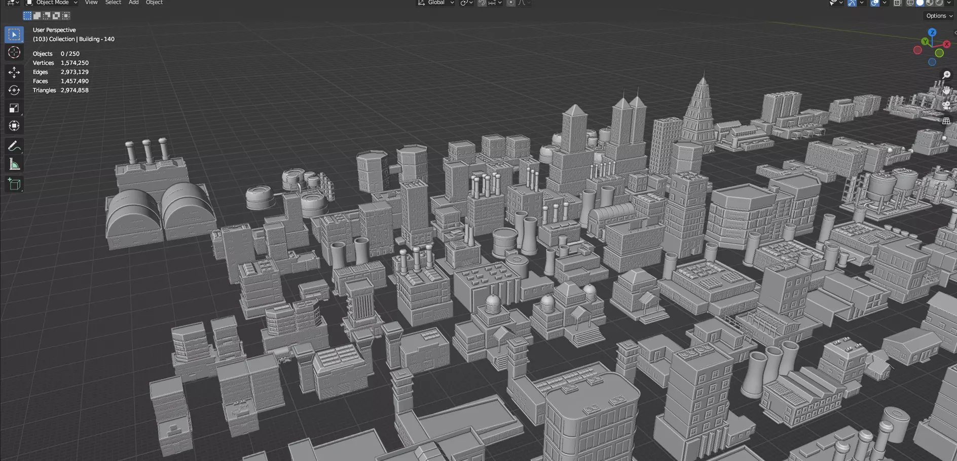 Low Poly City Buildings Pack Of 280 - Game Ready - Untextured Low-poly 3D model_120