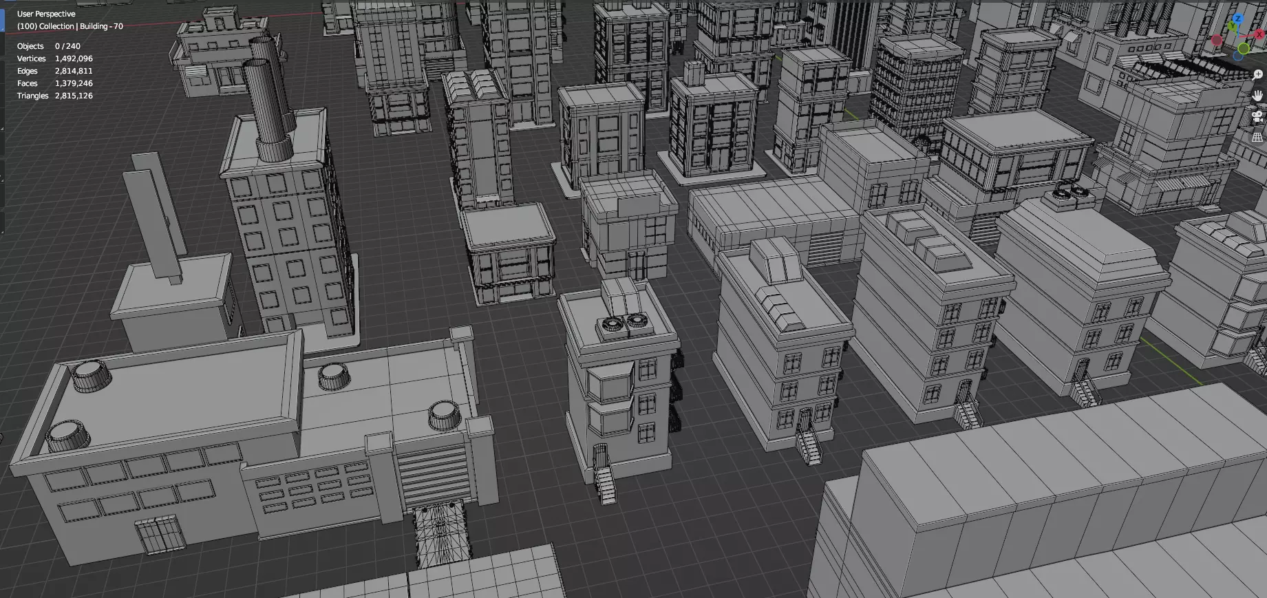 Low Poly City Buildings Pack Of 280 - Game Ready - Untextured Low-poly 3D model_47