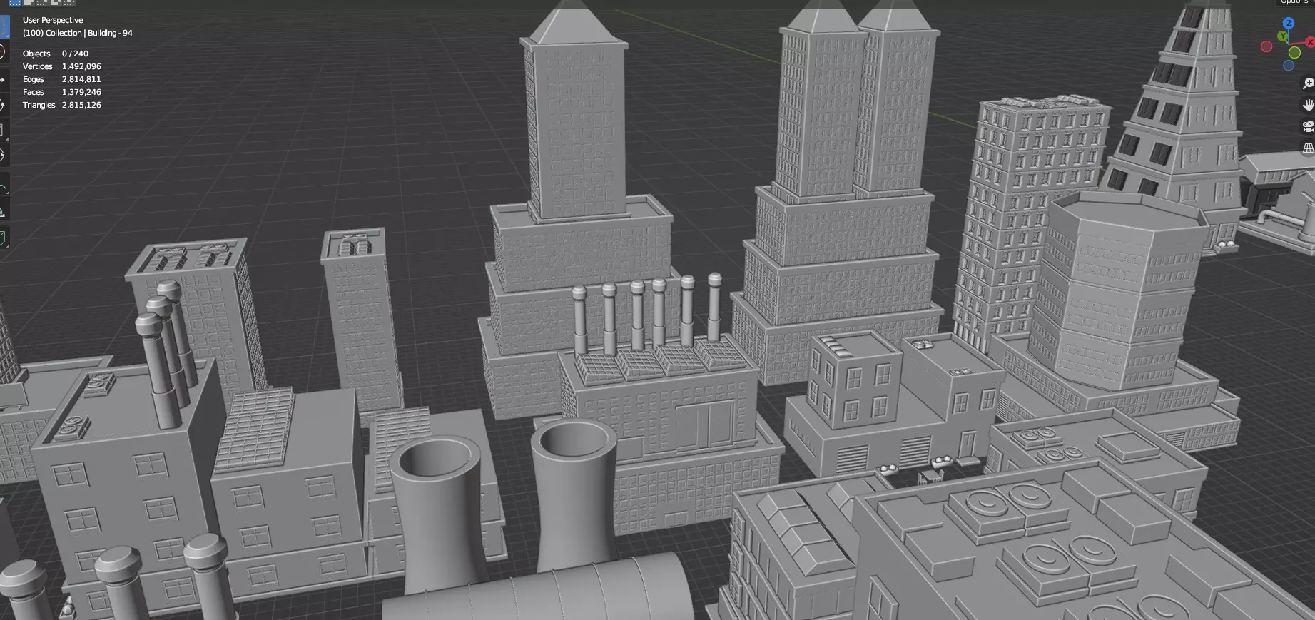 Low Poly City Buildings Pack Of 280 - Game Ready - Untextured Low-poly 3D model_94