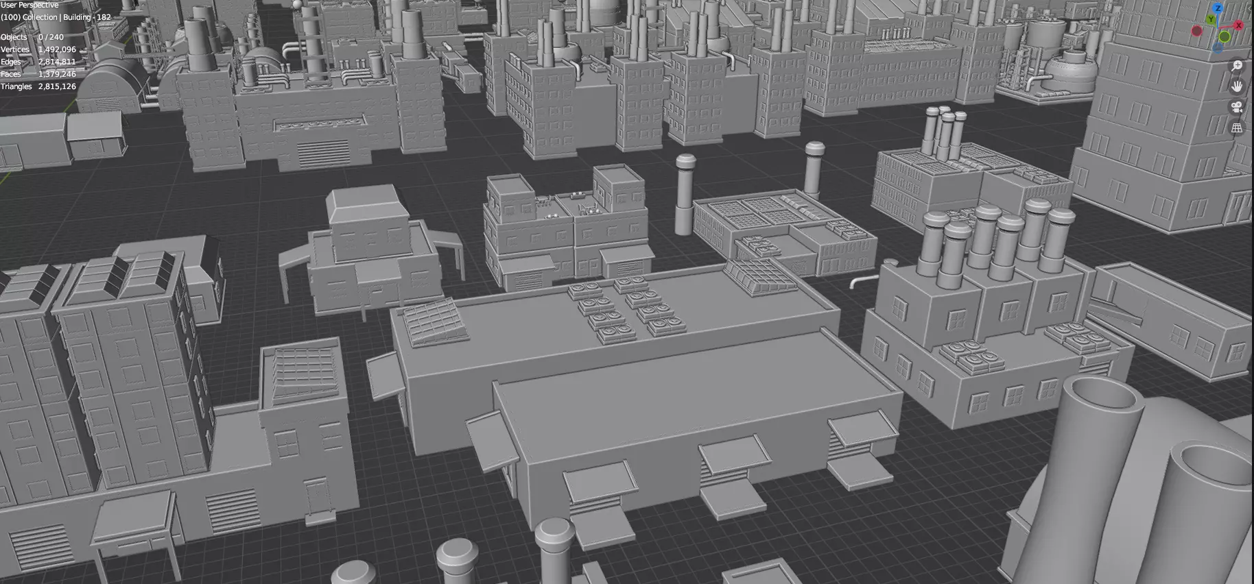 Low Poly City Buildings Pack Of 280 - Game Ready - Untextured Low-poly 3D model_90