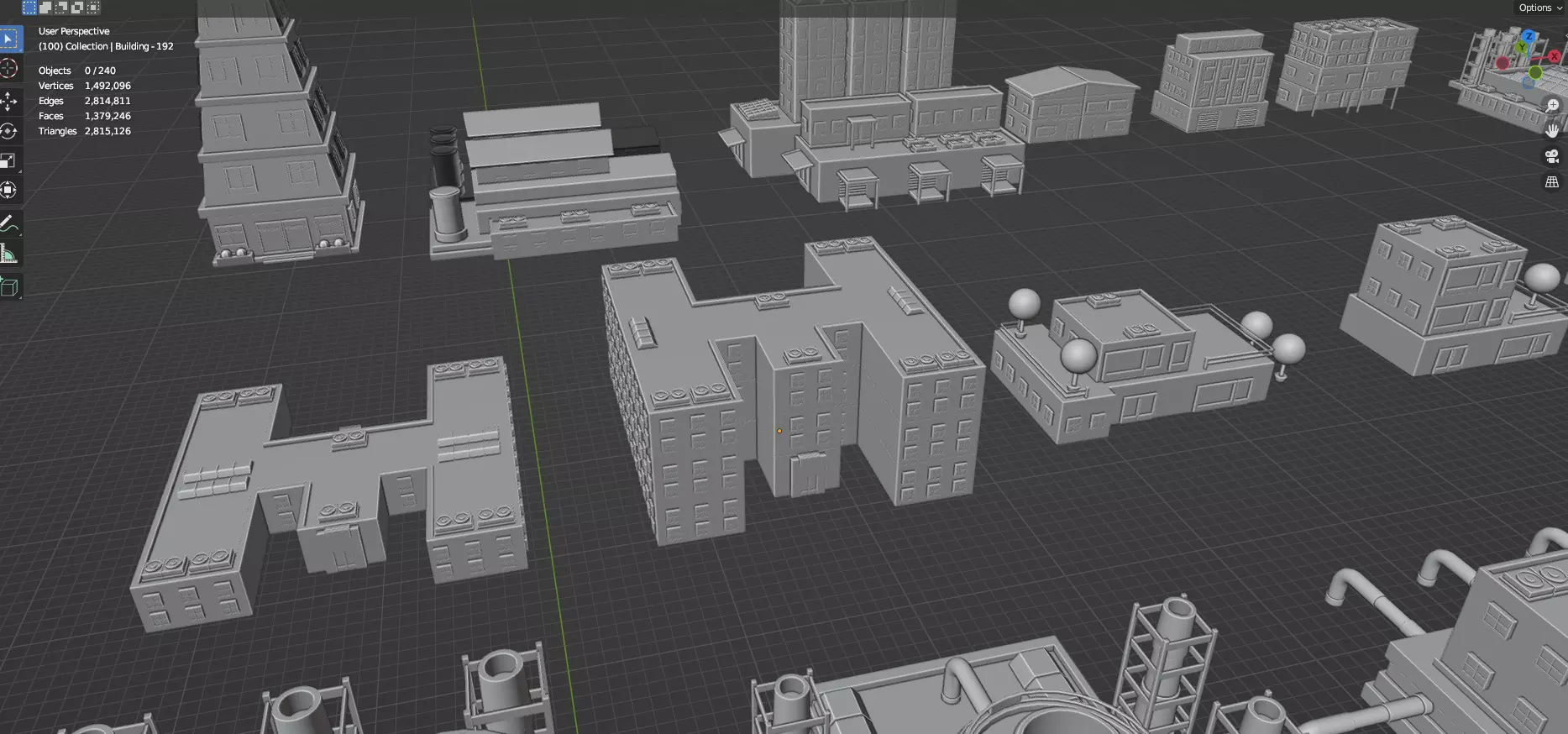 Low Poly City Buildings Pack Of 280 - Game Ready - Untextured Low-poly 3D model_103