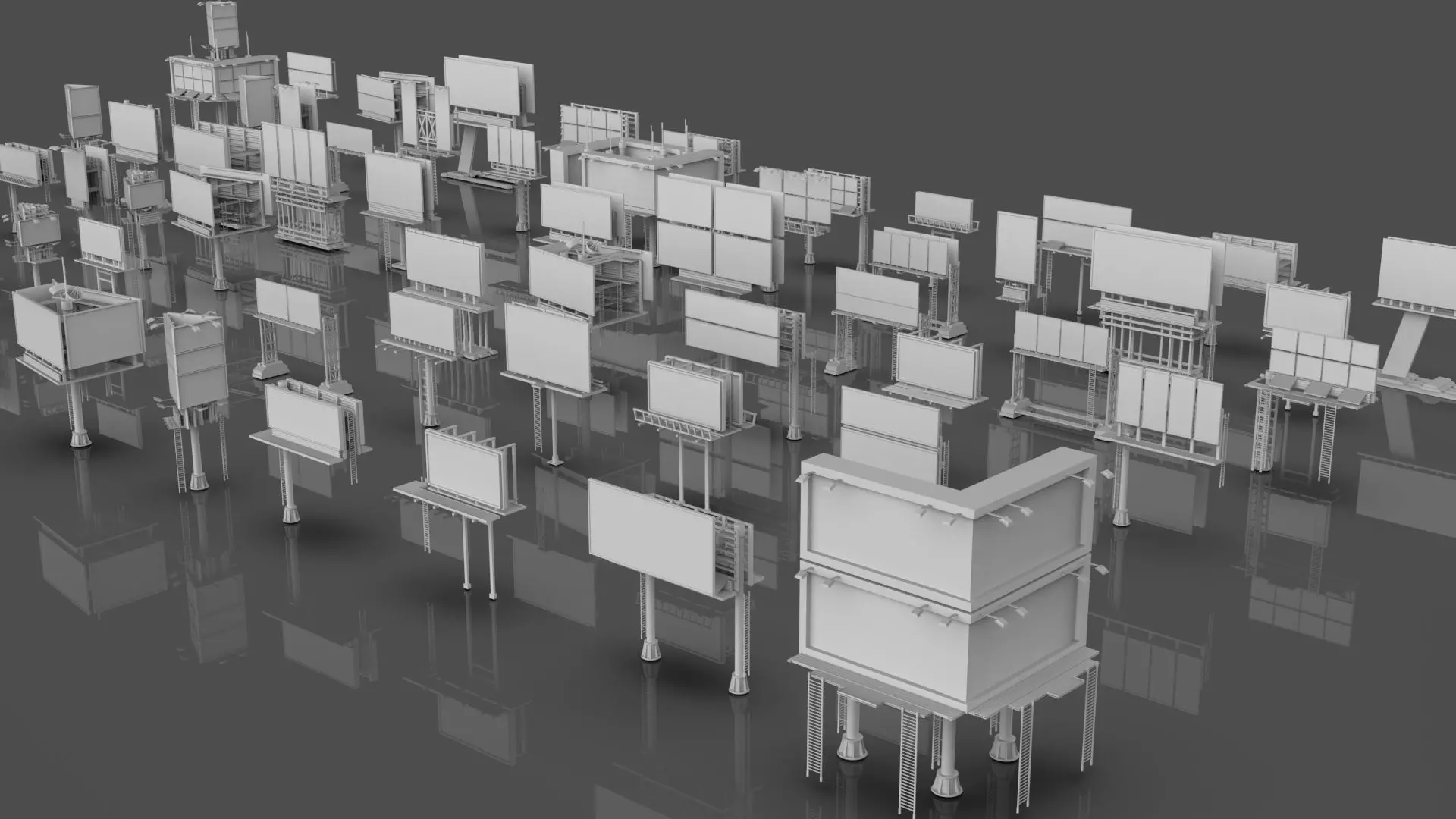 Low Poly City Buildings Pack Of 280 - Game Ready - Untextured Low-poly 3D model_58