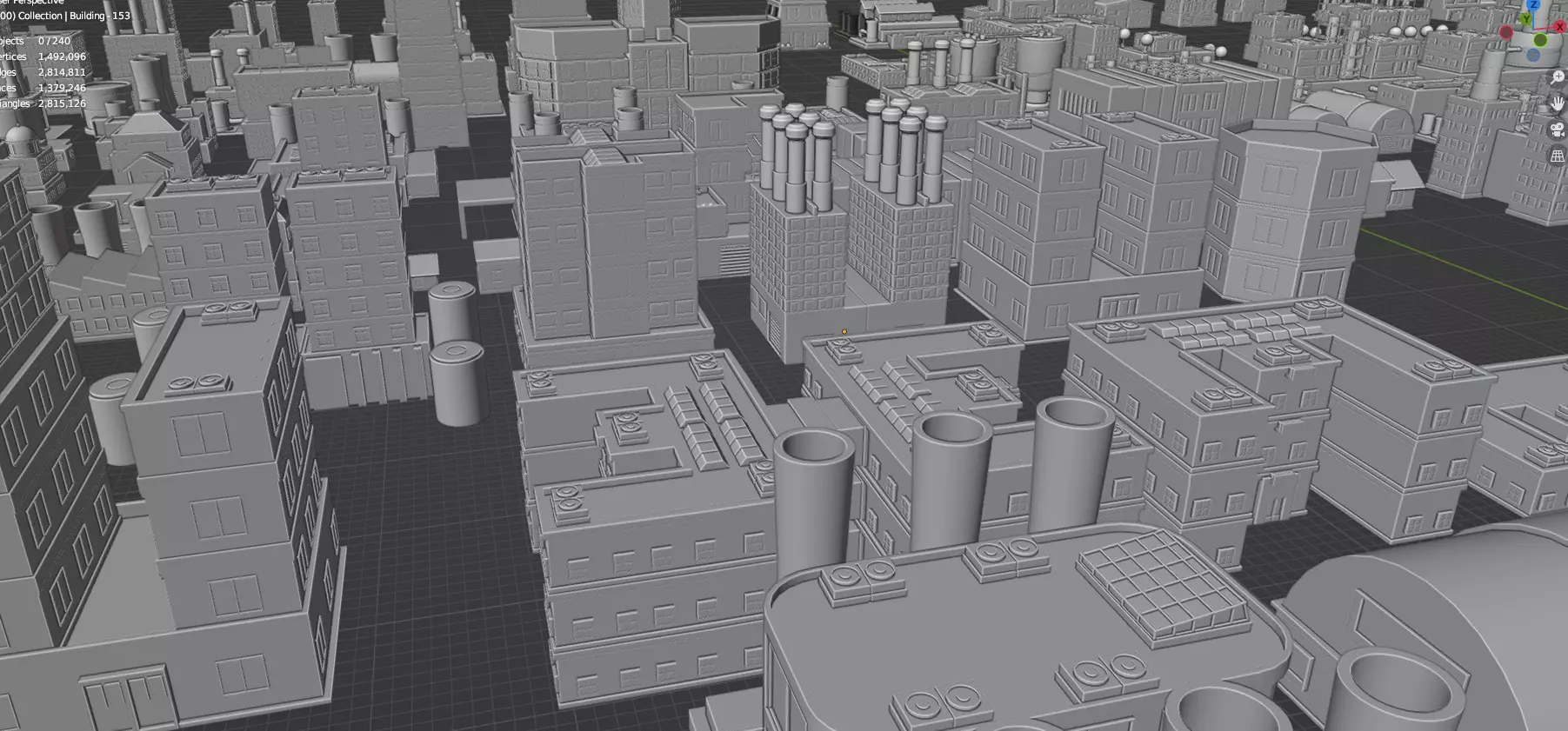 Low Poly City Buildings Pack Of 280 - Game Ready - Untextured Low-poly 3D model_105
