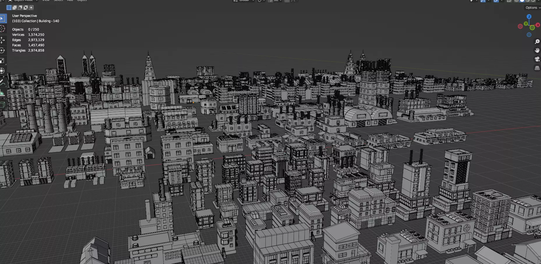 Low Poly City Buildings Pack Of 280 - Game Ready - Untextured Low-poly 3D model_51