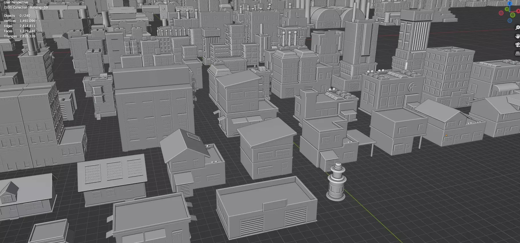Low Poly City Buildings Pack Of 280 - Game Ready - Untextured Low-poly 3D model_119