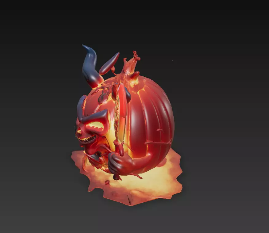 Infernal Pumpkin Lord - Low Poly Stylized Halloween Demon 10K Low-poly 3D model_1