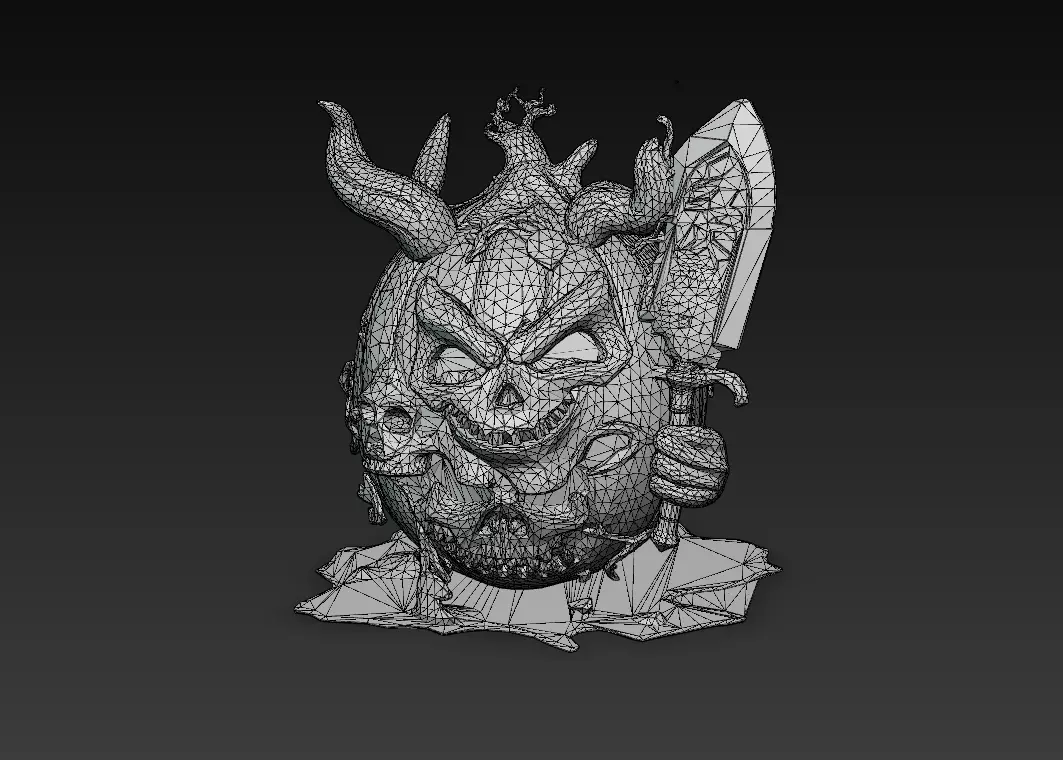 Infernal Pumpkin Lord - Low Poly Stylized Halloween Demon 10K Low-poly 3D model_8