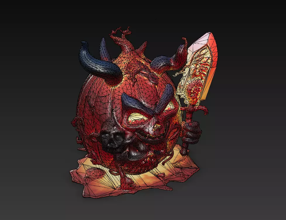 Infernal Pumpkin Lord - Low Poly Stylized Halloween Demon 10K Low-poly 3D model_7