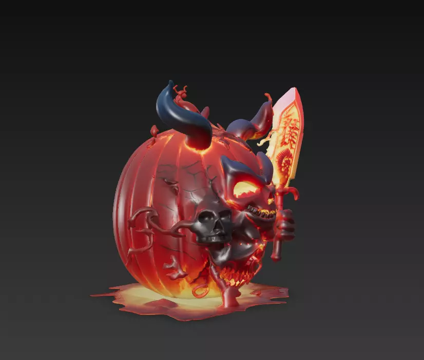 Infernal Pumpkin Lord - Low Poly Stylized Halloween Demon 10K Low-poly 3D model_2