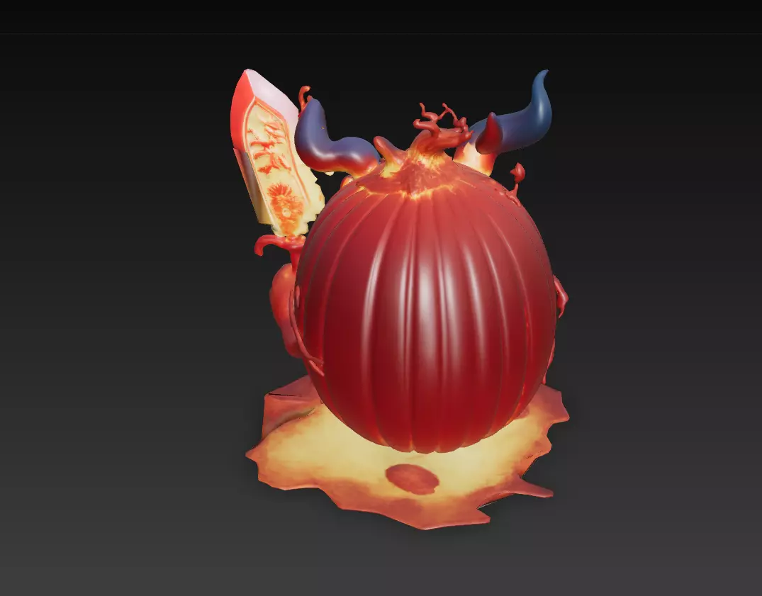 Infernal Pumpkin Lord - Low Poly Stylized Halloween Demon 10K Low-poly 3D model_6
