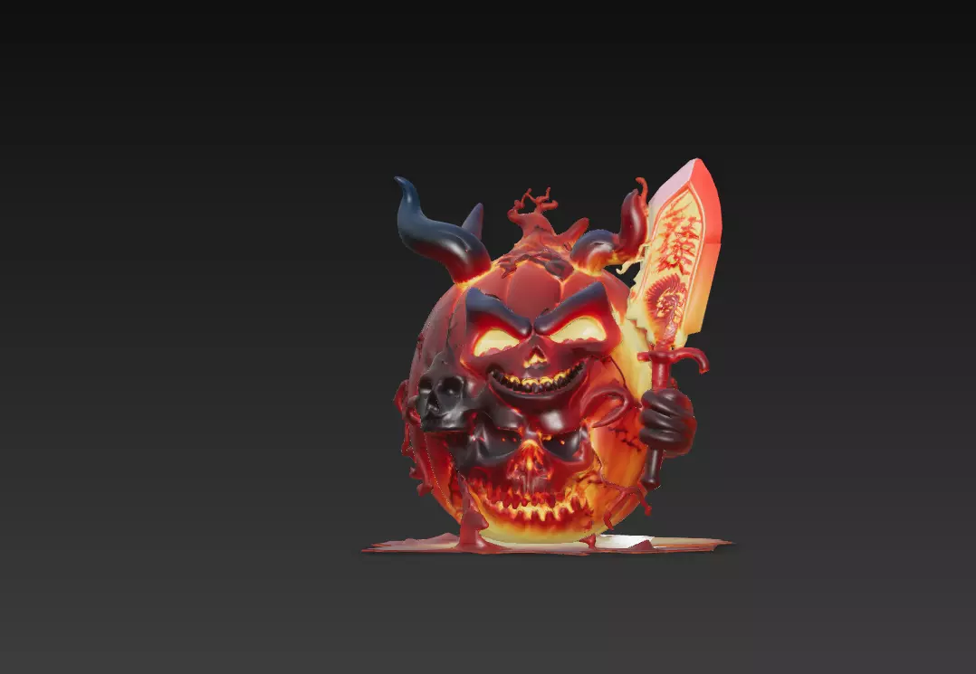 Infernal Pumpkin Lord - Low Poly Stylized Halloween Demon 10K Low-poly 3D model_4