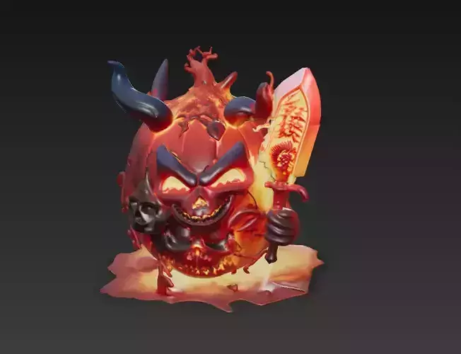 Infernal Pumpkin Lord - Low Poly Stylized Halloween Demon 10K Low-poly 3D model