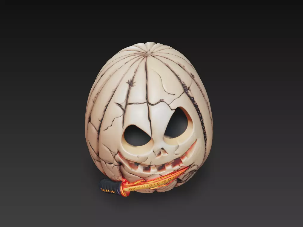 Wirebound Pumpkin - Low Poly Stylized Halloween Prop 10K Low-poly 3D model_6