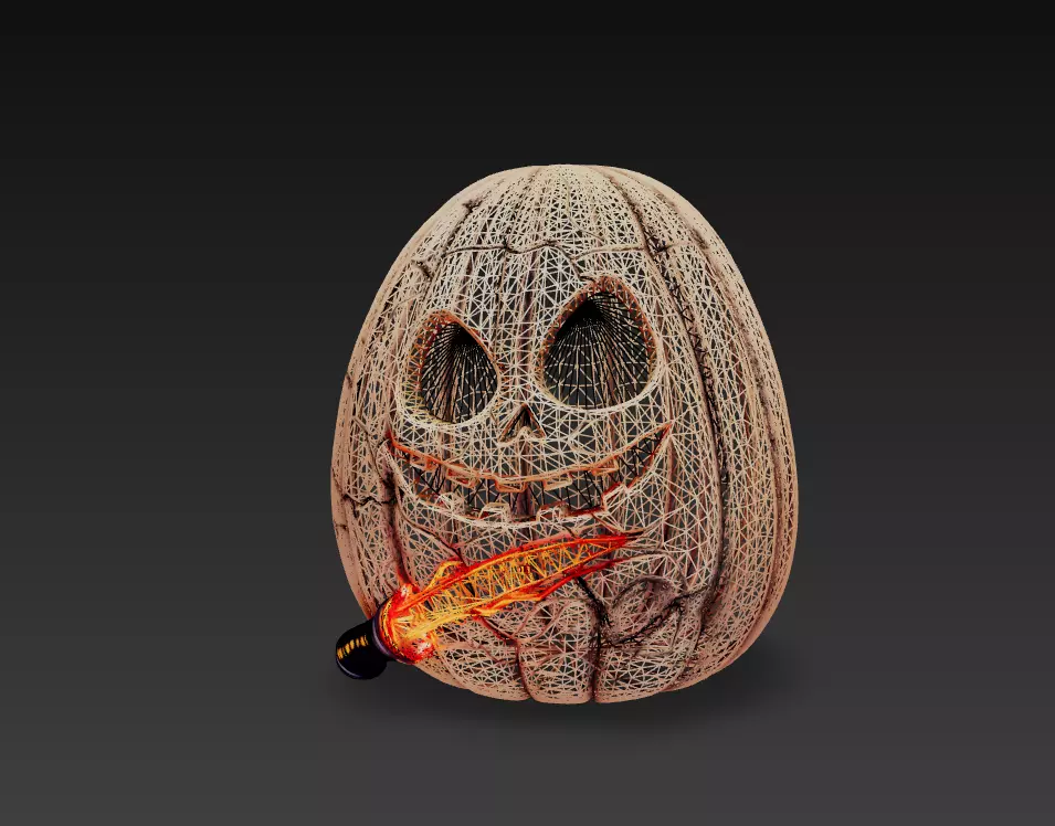 Wirebound Pumpkin - Low Poly Stylized Halloween Prop 10K Low-poly 3D model_0