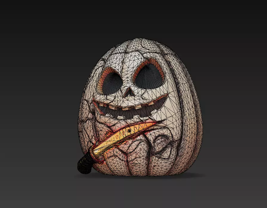 Wirebound Pumpkin - Low Poly Stylized Halloween Prop 10K Low-poly 3D model_1
