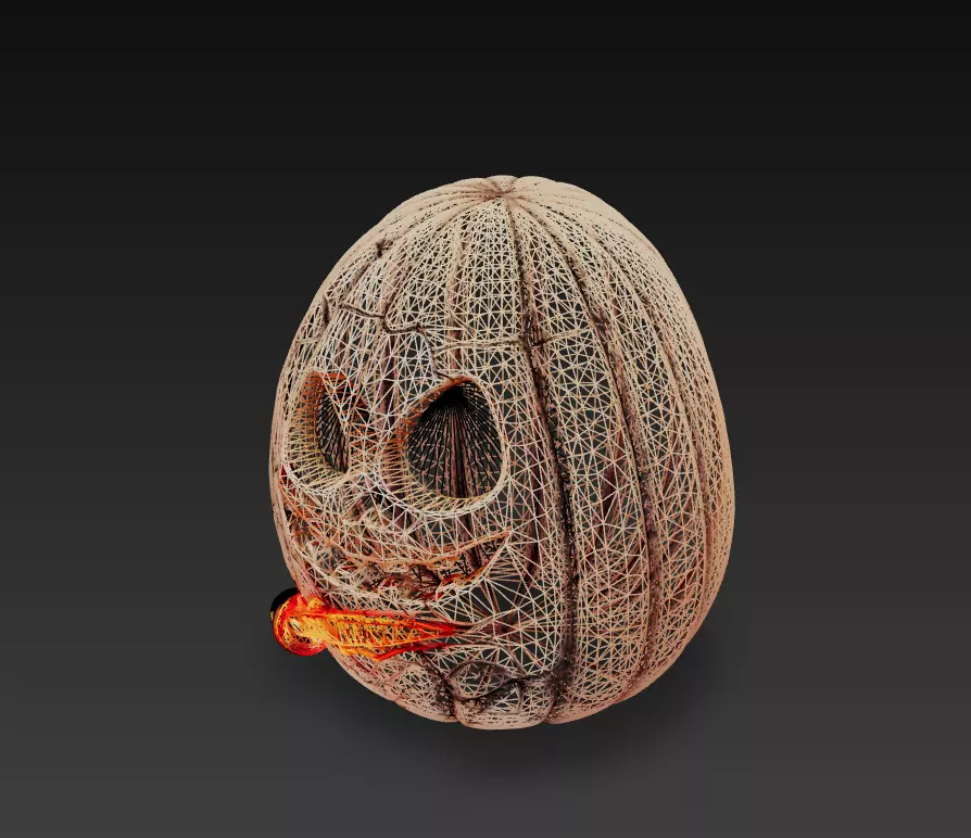 Wirebound Pumpkin - Low Poly Stylized Halloween Prop 10K Low-poly 3D model_3