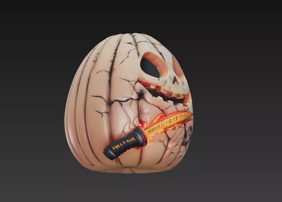 Wirebound Pumpkin - Low Poly Stylized Halloween Prop 10K Low-poly 3D model_5