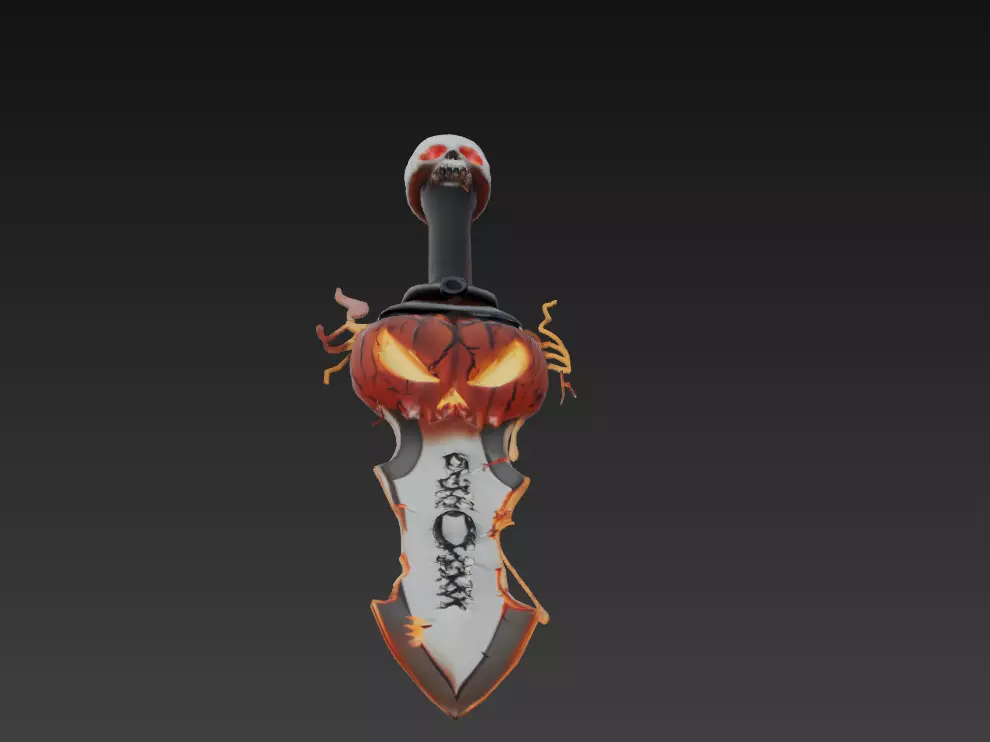 Pumpkin Reaper Dagger - Low Poly Stylized Halloween Blade 10K Low-poly 3D model_7
